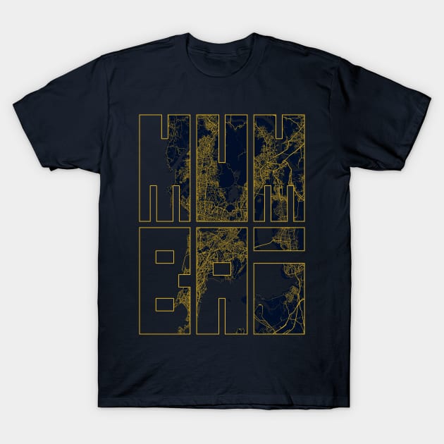 Mumbai, India City Map Typography - Gold Art Deco T-Shirt by deMAP Studio